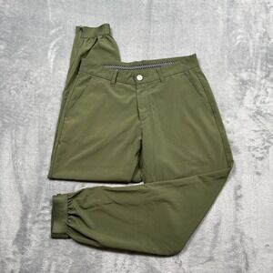 Primo Pants Mens 30 Short Green Golf Jogger Stretch Zip Ankle Cuff Tapered Leg